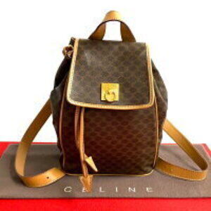 Celine Macadam Blason Triomphe Leather backpack daypack brown